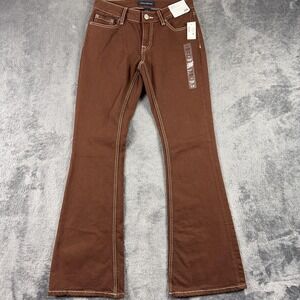 Aeropostale Flare Low Rise Jeans Womens 2R Brown Stretch 5 Pocket Denim Pants
